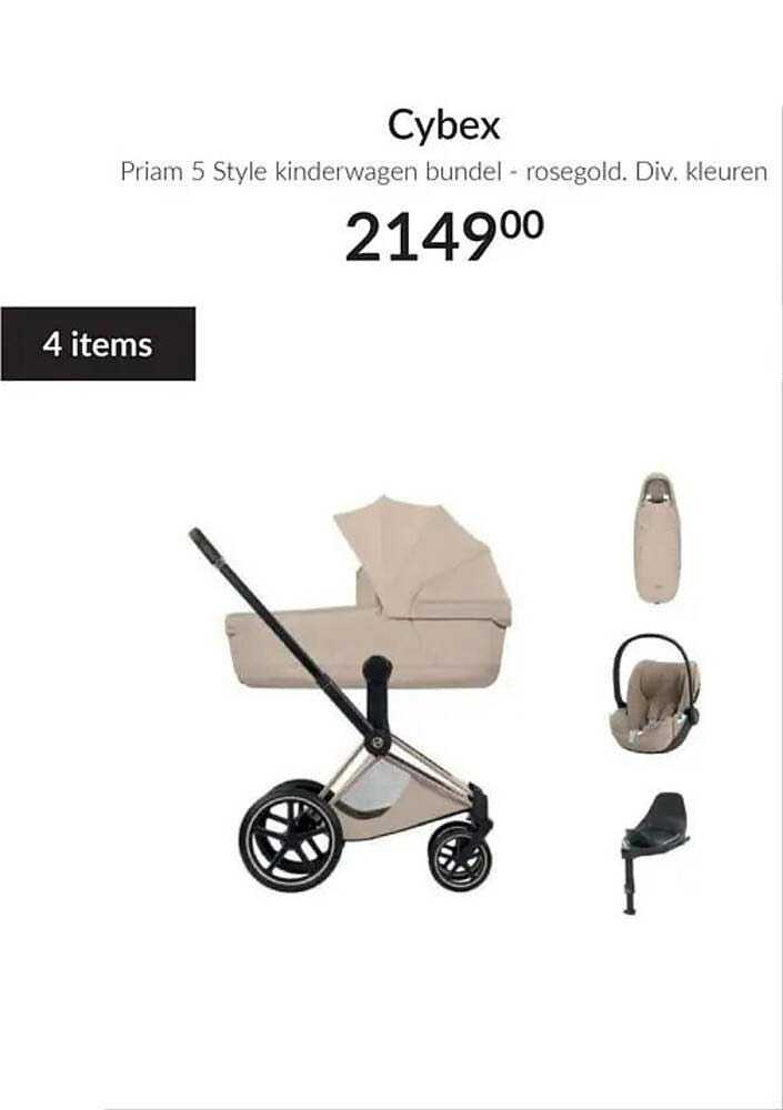 Cybex Priam 5 Style kinderwagen bundel - rosegold. Div. kleuren