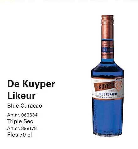 De Kuyper Likeur Blue Curacao Triple Sec Fles 70 cl