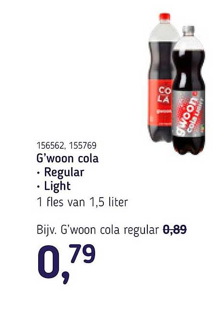 G'woon cola Regular • Light 1 fles van 1,5 liter