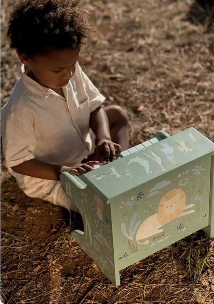 Houten speelgoedbox met dierenprint