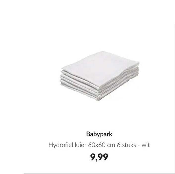Hydrofiel luier 60x60 cm 6 stuks - wit