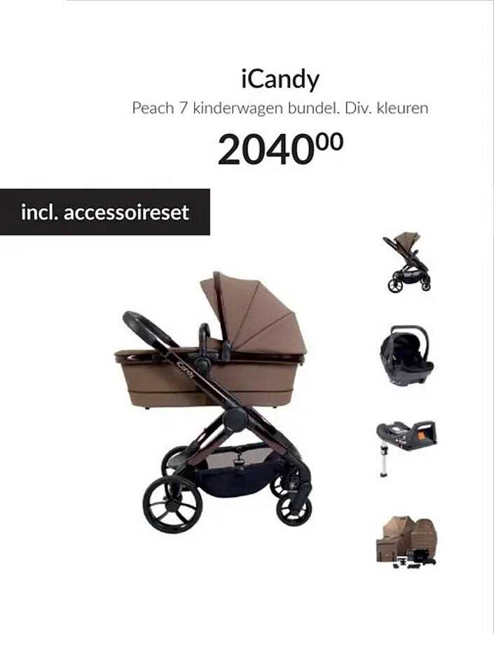 iCandy Peach 7 kinderwagen bundel, Div. kleuren incl. accessoireset