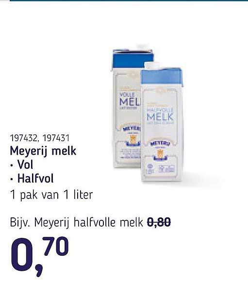 Meyerij melk • Vol • Halfvol 1 pak van 1 liter