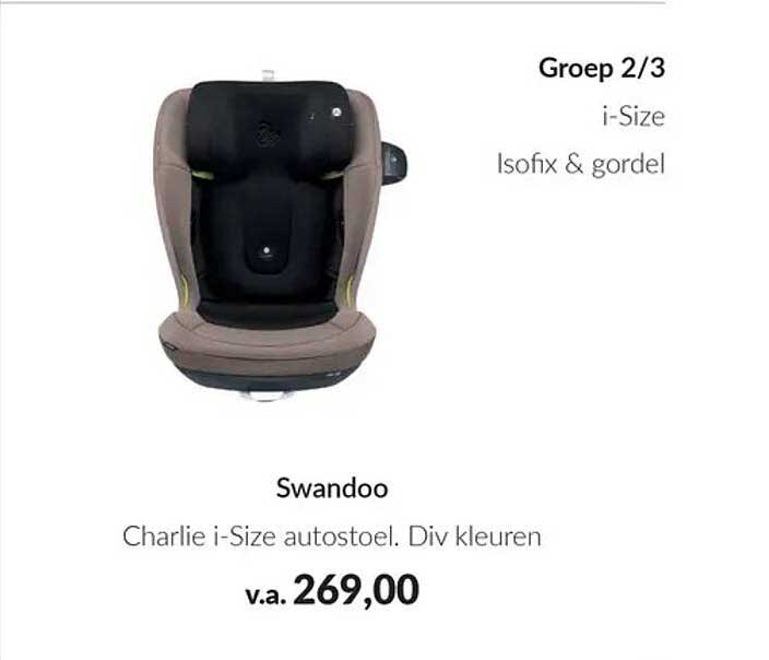Swandoo Charlie i-Size autostoel. Div kleuren