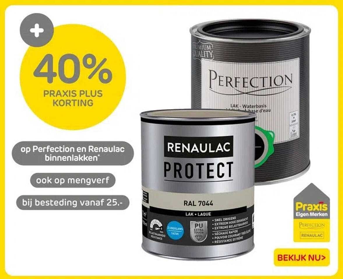 40% PRAxis Plus korting op Perfection en Renau lac binnenlakken