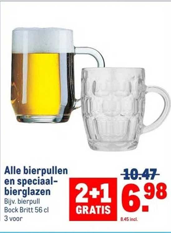 Alle bierpullen en speciaal-bierglazen