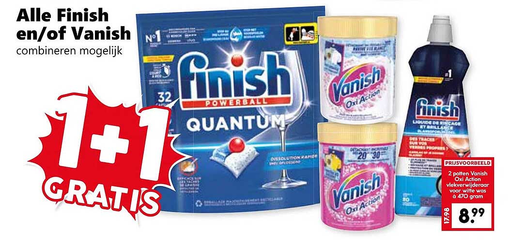 Alle Finish en/of Vanish combineren mogelijk