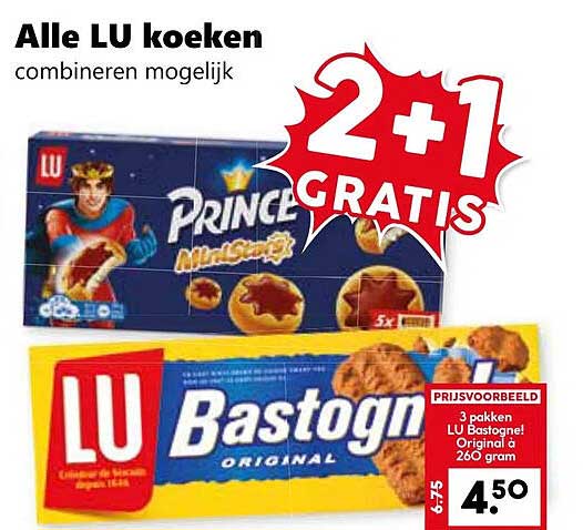 Alle LU koeken 2+1 GRATIS