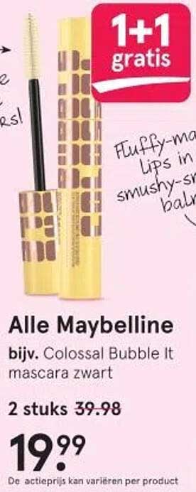Alle Maybelline bijv. Colossal Bubble It mascara zwart
