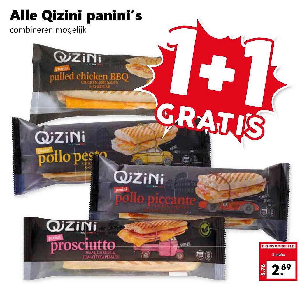 Alle Qizini panini’s 1+1 GRATIS