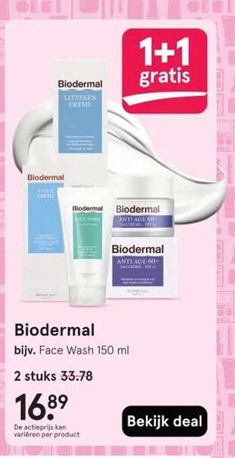 Biodermal 1+1 gratis aanbieding