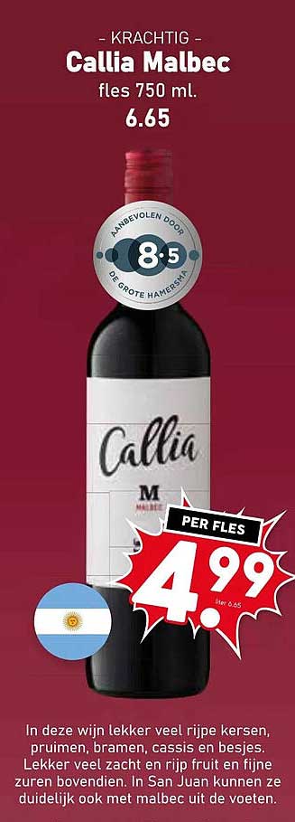 Callia Malbec fles 750 ml