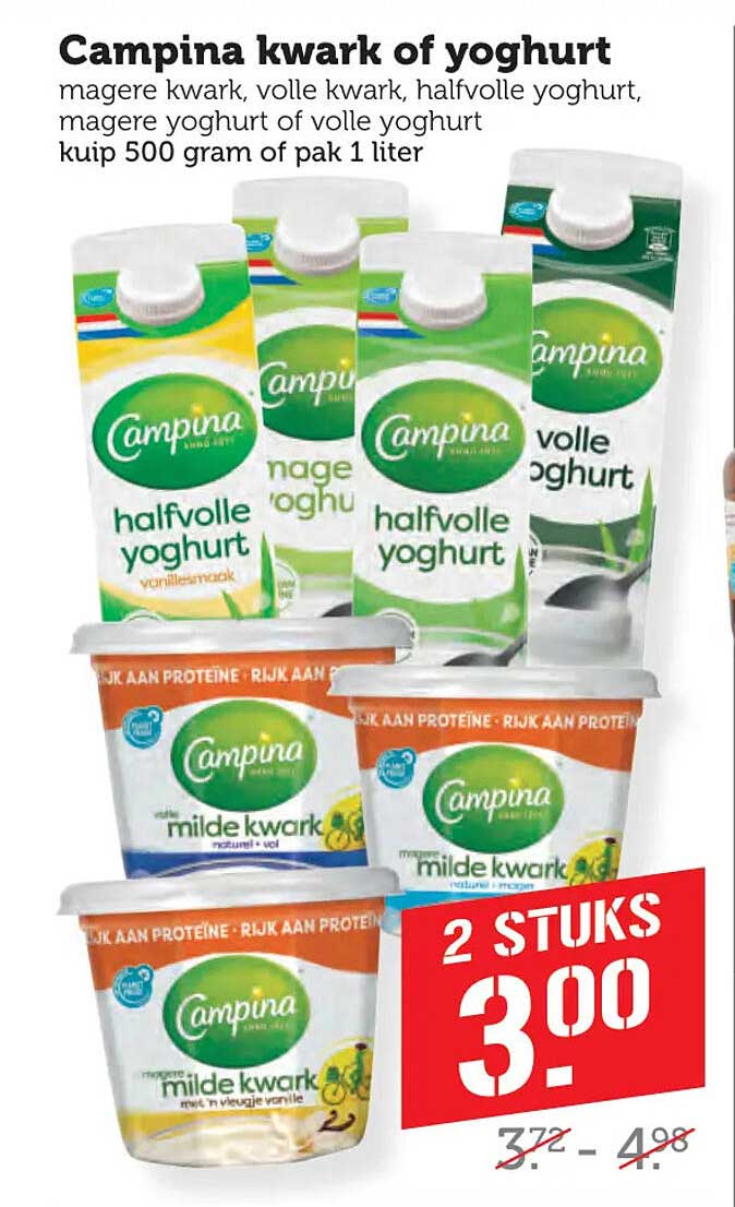 Campina kwark of yoghurt
