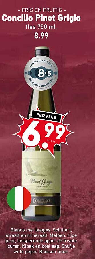 Conciliio Pinot Grigio fles 750 ml.
