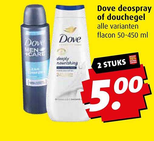 Dove deospray of douchegel alle varianten flacon 50-450 ml