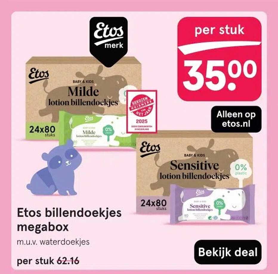 Etos billendoekjes megabox m.u.v. waterdoekjes