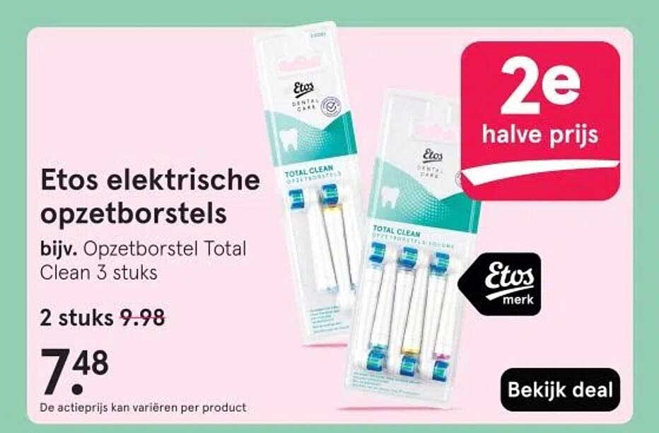 Etos elektrische opzetborstels bijv. Opzetborstel Total Clean 3 stuks