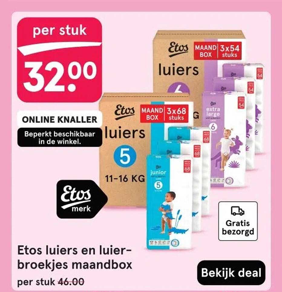 Etos luiers en luier-broekjes maandoos