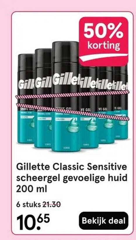 Gillette Classic Sensitive scheergel gevoelige huid 200 ml