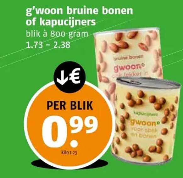 g'woon bruine bonen of kapucijners blijk à 800 gram
