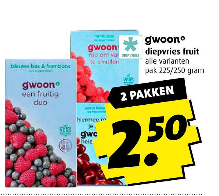 gwoon diepvries fruit alle varianten pak 225/250 gram