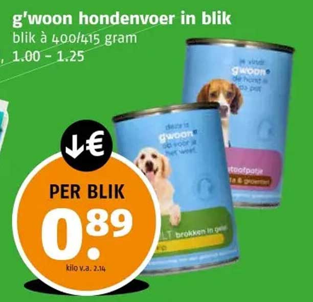 g'woon hondenvoer in blik