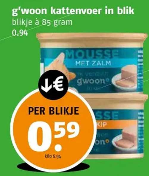 g'woon kattenvoer in blik