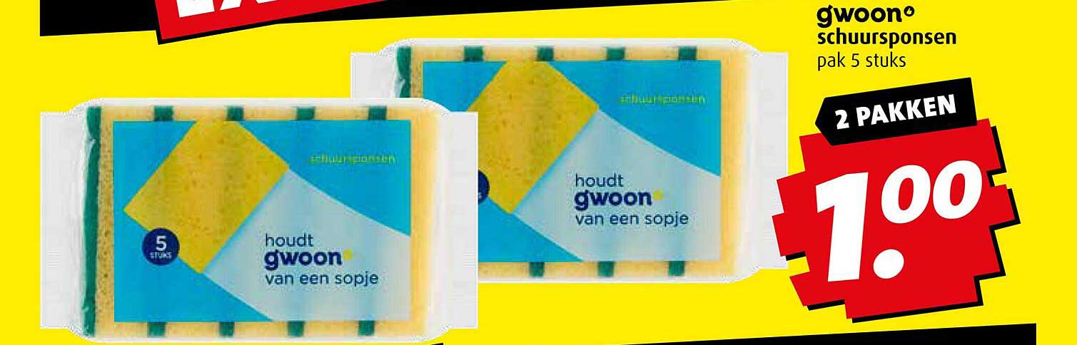 gwoon® schuursponsen pak 5 stuks