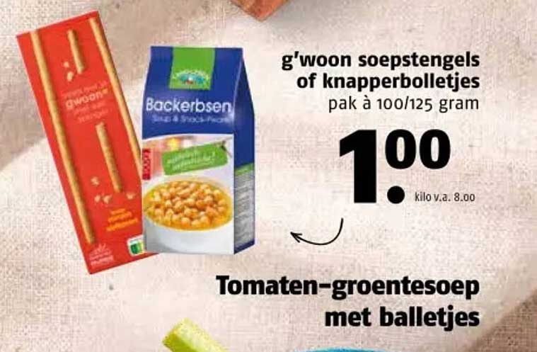 g'woon soepstengels of knapperbolletjes pak à 100/125 gram