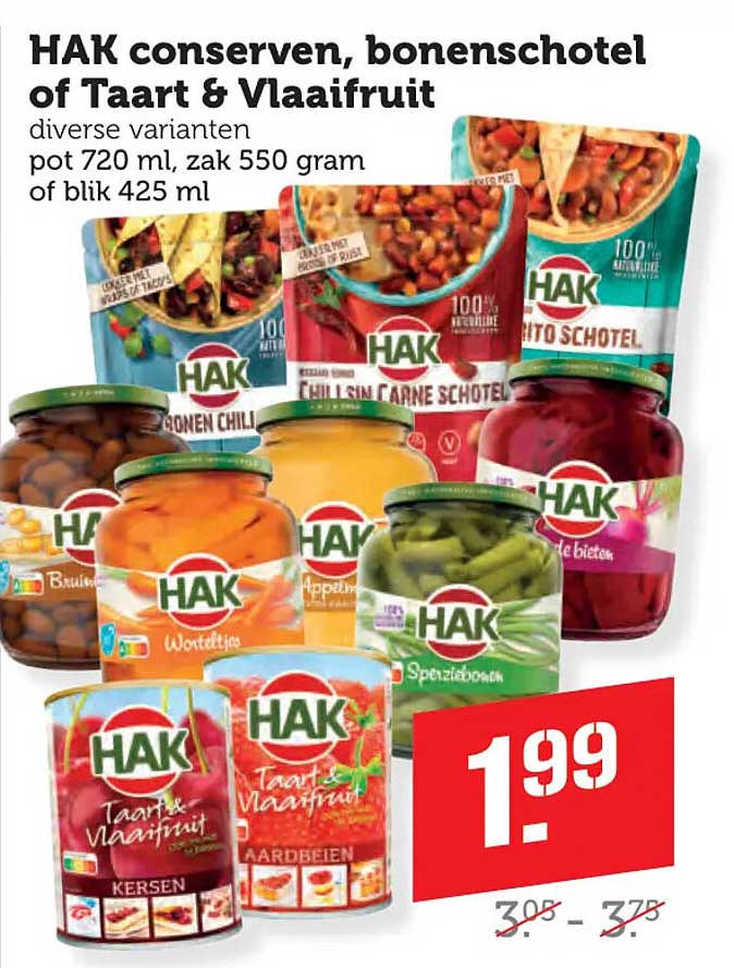 HAK conserven, bonenschotel of Taart & Vlaaifruit