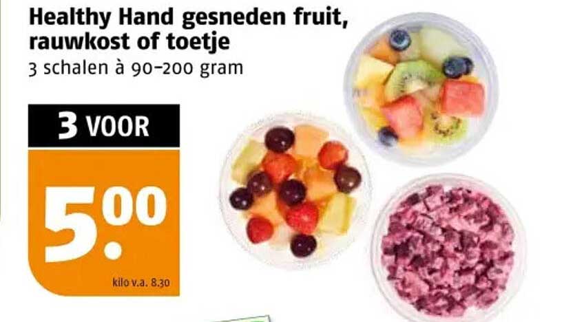 Healthy Hand gesneden fruit, rauwkost of toetje