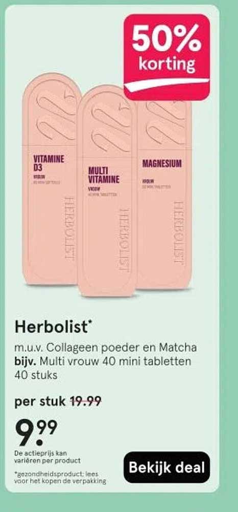 Herbolist Vitamine D3, Multi Vitamine en Magnesium 40 stuks