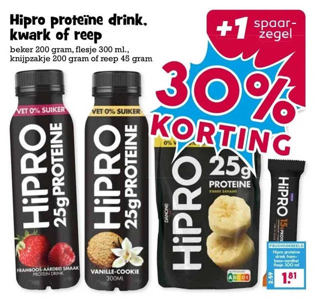 Hipro proteïne drink, kwark of reep