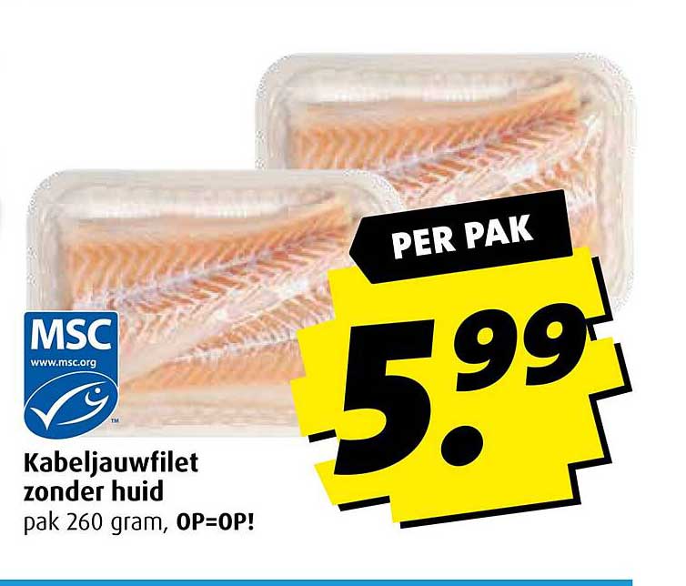 Kabeljauwfilet zonder huid
