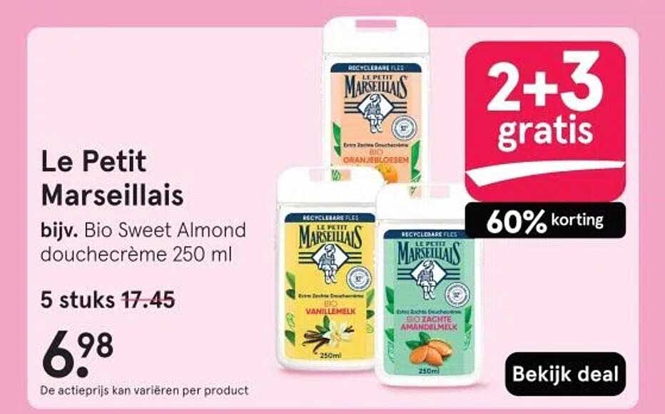 Le Petit Marseillais bijv. Bio Sweet Almond douchecrème 250 ml