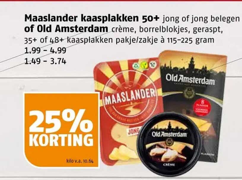 Maaslander kaasplakken 50+ jong of jong belegen of Old Amsterdam crème, borrelblokjes, geraspt