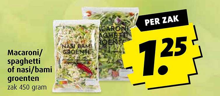 Macaroni/spaghetti of nasi/bami groenten zak 450 gram