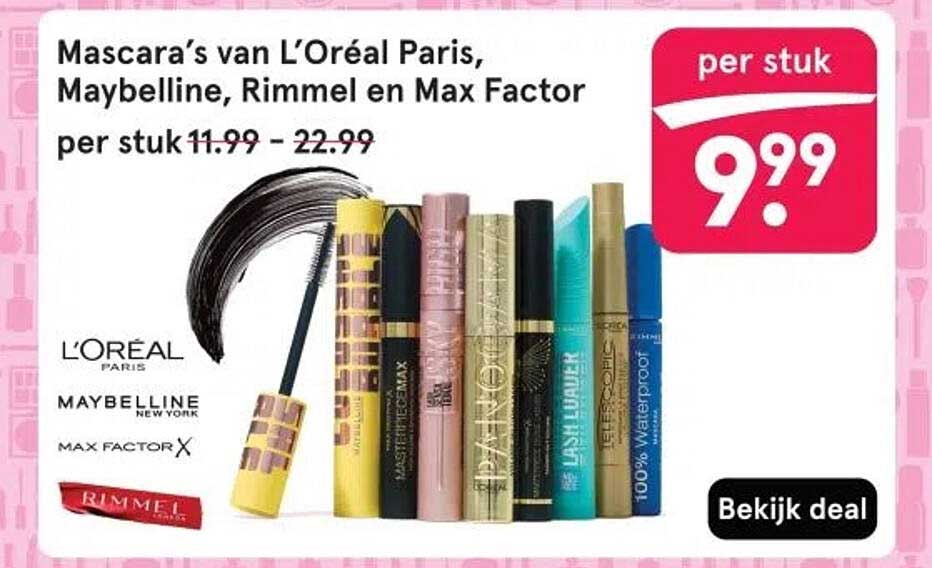 Mascara’s van L’Oréal Paris, Maybelline, Rimmel en Max Factor