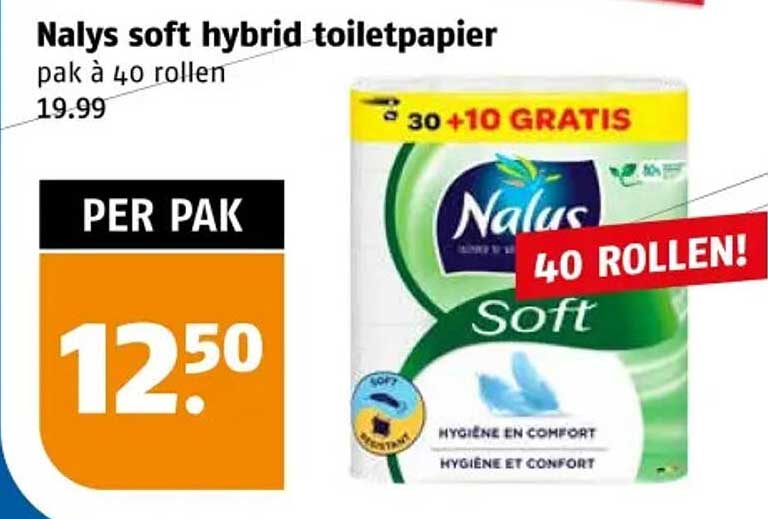 Nalus soft hybrid toiletpapier pak à 40 rollen