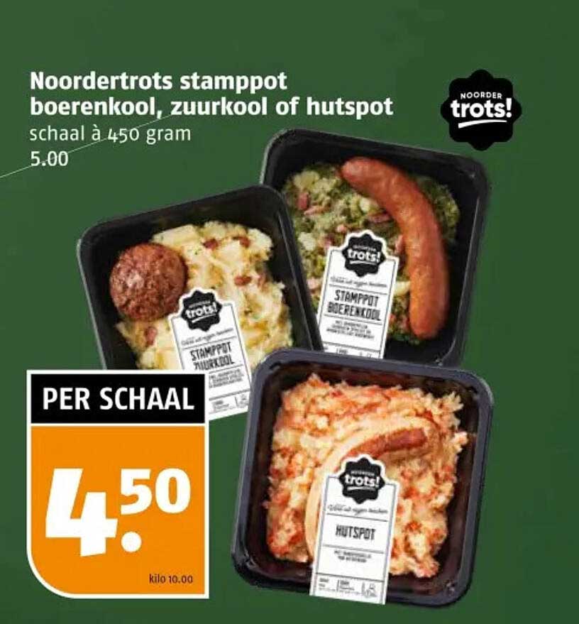 Noordertrots stamppot boerenkool, zuurkool of hutspot