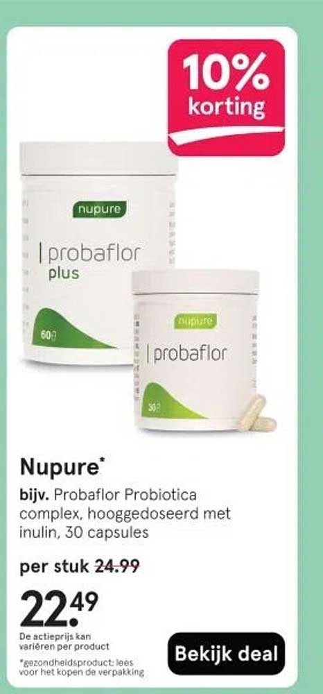 Nupure Probaflor Probiotica complex, hooggedoseerd met inulin, 30 capsules