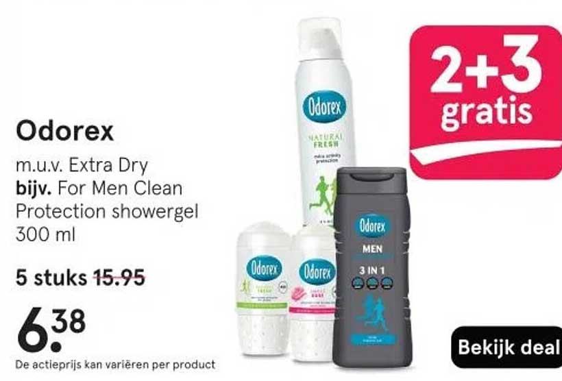 Odorex m.u.v. Extra Dry bijv. For Men Clean Protection showergel 300 ml