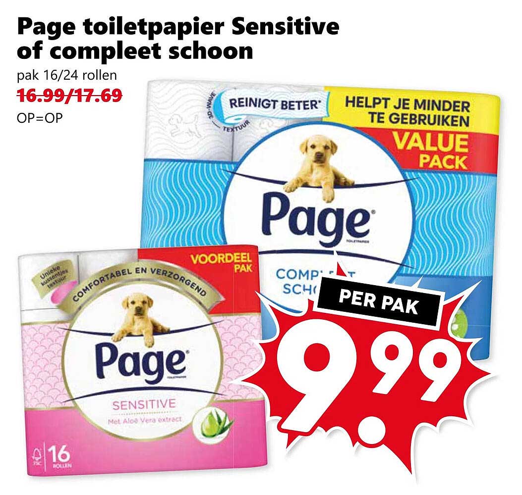 Page toiletpapier Sensitive of compleet schoon