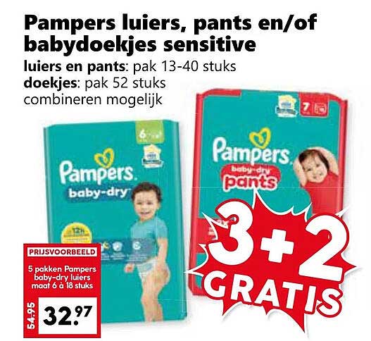 Pampers luiers, pants en/of babydoekjes sensitive