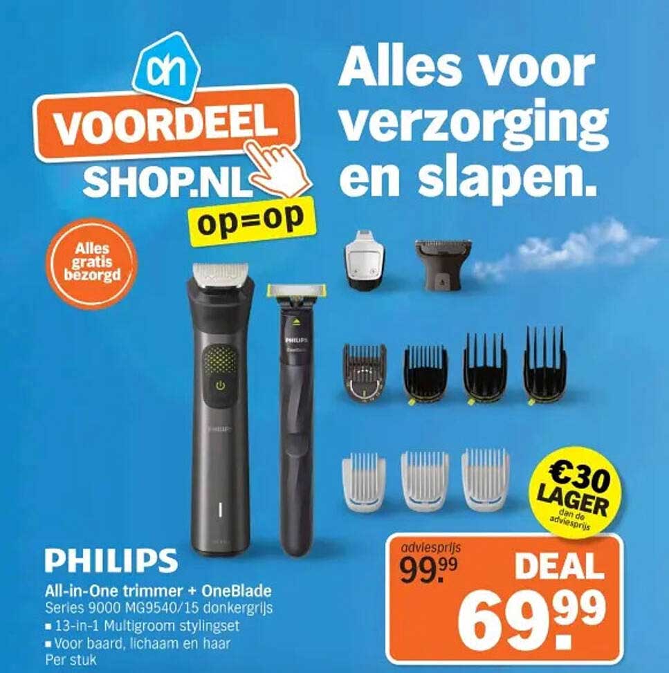 Philips All-in-One trimmer + OneBlade Series 9000 MG9540/15 donkergrijs