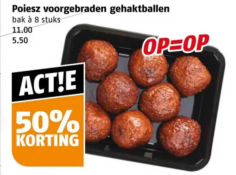 Poiesz voorgebakken gehaktballen bak à 8 stuks