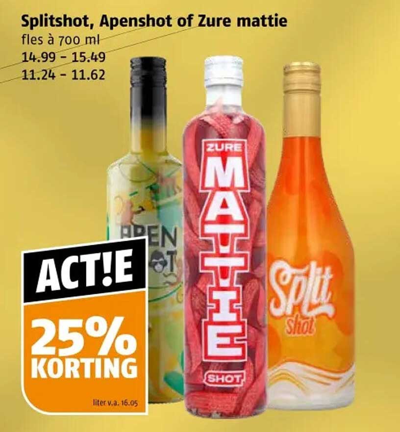 Splitshot, Apenshot of Zure mattie fles à 700 ml