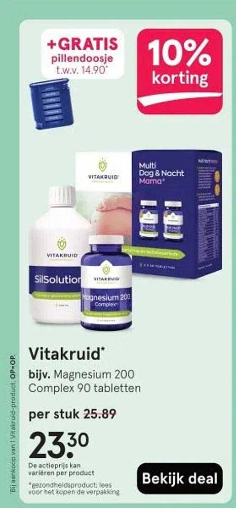 Vitakruid* bijv. Magnesium 200 Complex 90 tabletten