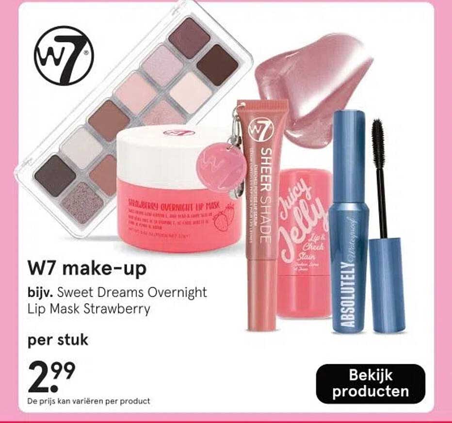 W7 make-up bijv. Sweet Dreams Overnight Lip Mask Strawberry