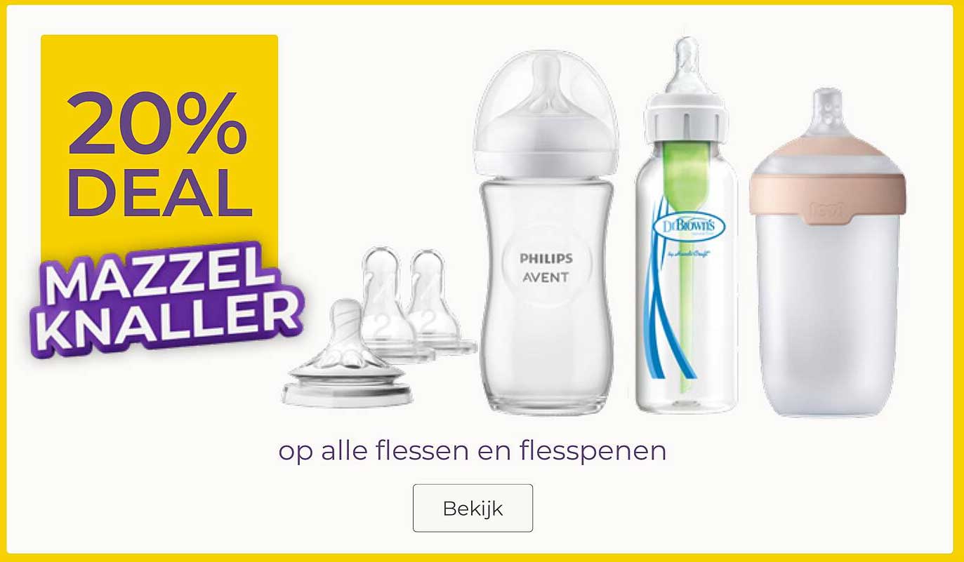 20% DEAL MAZZELKNALLER op alle flessen en flesspenen